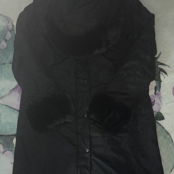 Roiii Winter Long Warm Thick Parka Faux Fur Hooded Size L C11 - Picture 4 of 6